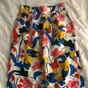 JCrew Linen Floral Pencil Skirt